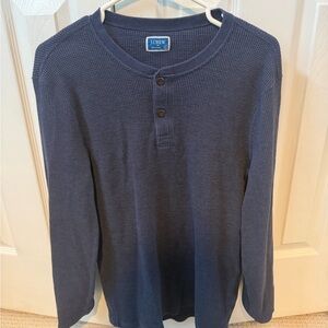 J. Crew Men's Blue Waffle Henley Shirt